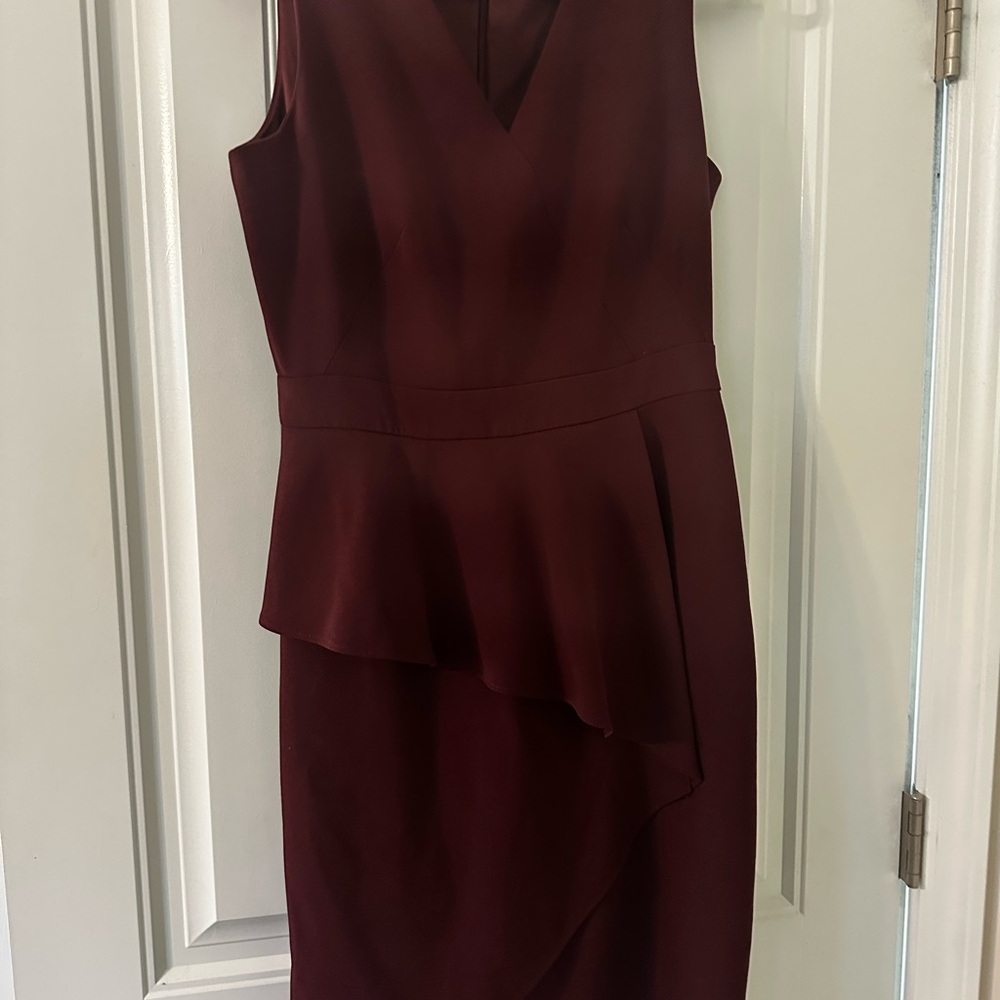 White House Black Market Red Asymmetrical Peplum Sheath Dress